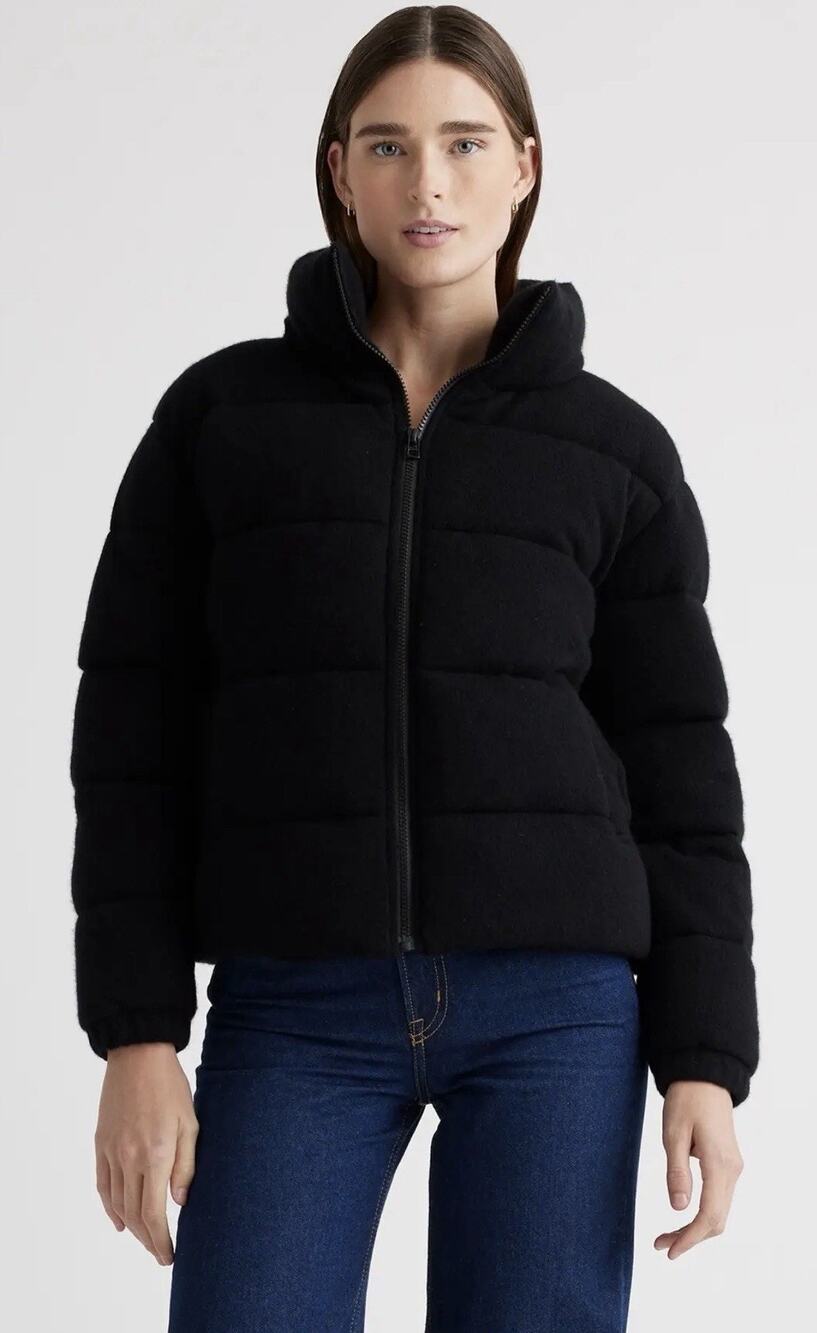 NWT Quince Mongolian Cashmere Puffer Jacket •Women S• Black Outerwear Coat $450